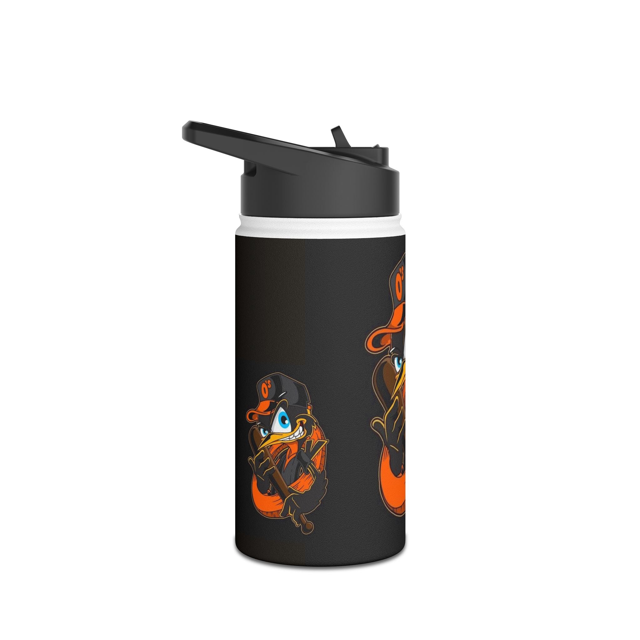 Orioles Mascot Stainless Steel Water Bottle — Insulated Sports Bottle with Cartoon Bird Design