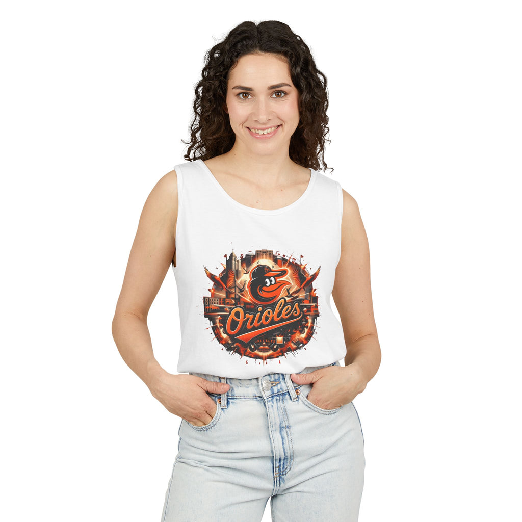 Orioles Vintage Logo Tank Top — Baltimore Baseball Fan Jersey Tank (08 back)