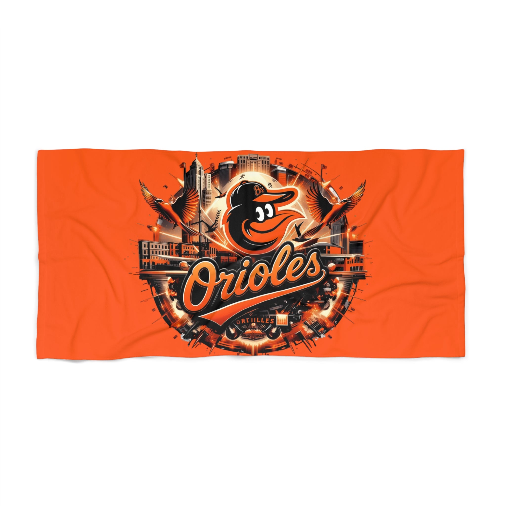 Baltimore Orioles Beach Towel — Orange Team Logo Sun & Sand Sports Towel