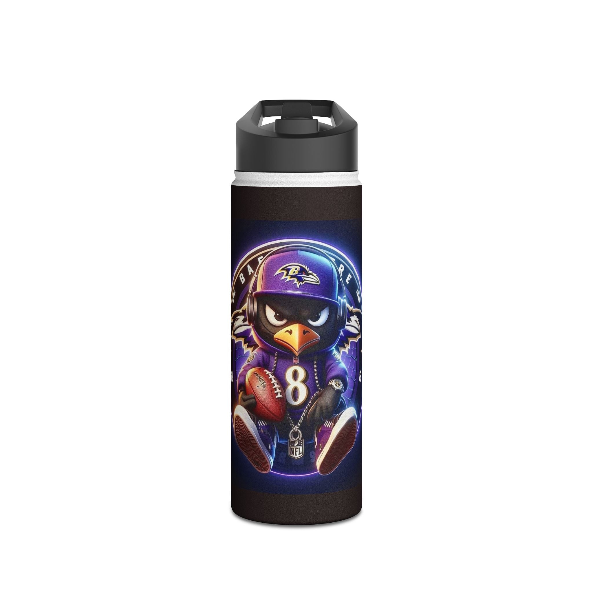 Baltimore Raven Cartoon Water Bottle — #8 Football Stainless Steel Bottle