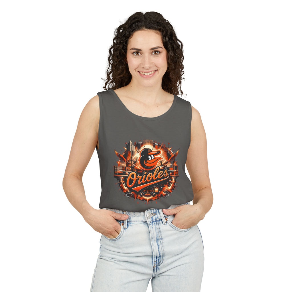 Orioles Vintage Logo Tank Top — Baltimore Baseball Fan Jersey Tank (08 back)