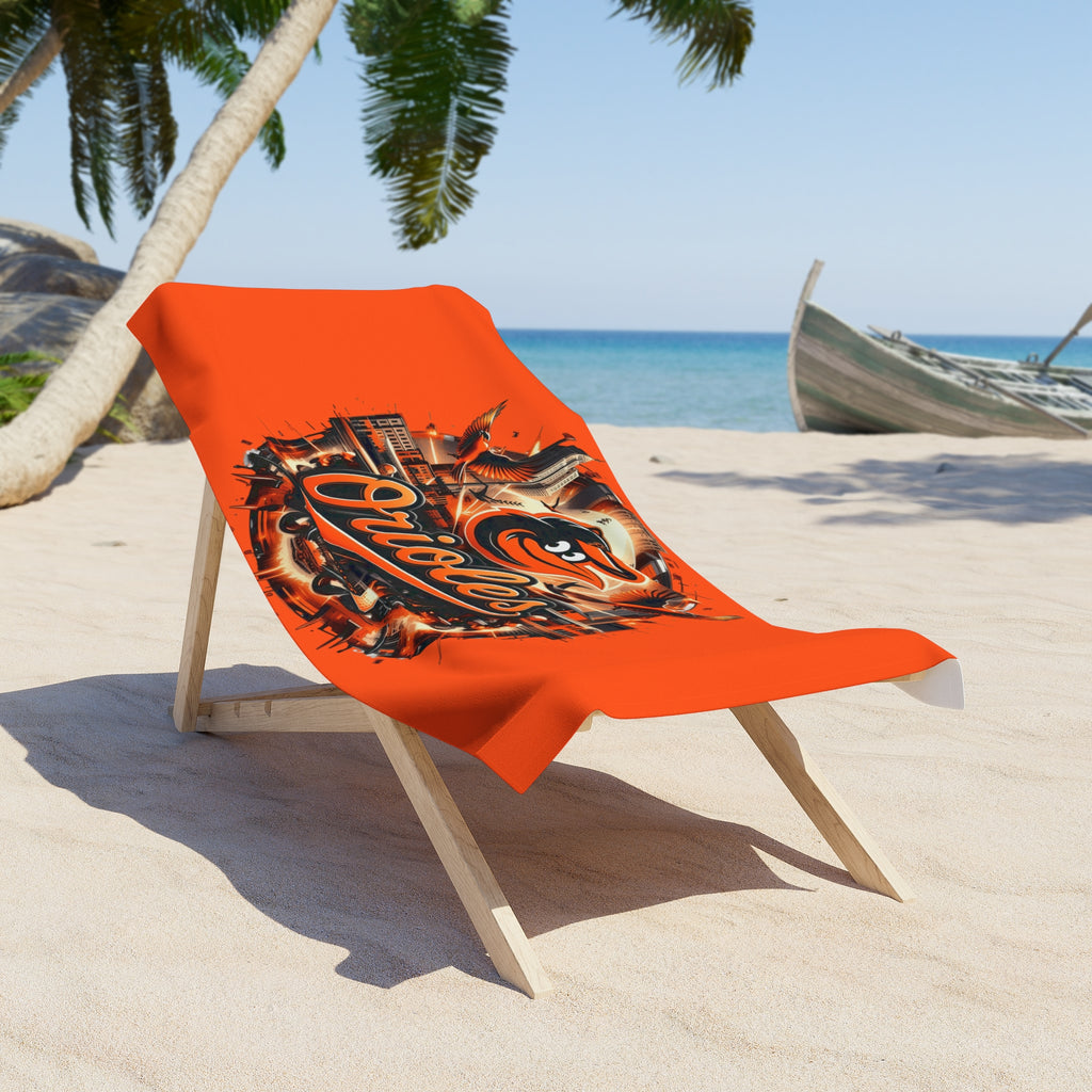 Baltimore Orioles Beach Towel — Orange Team Logo Sun & Sand Sports Towel
