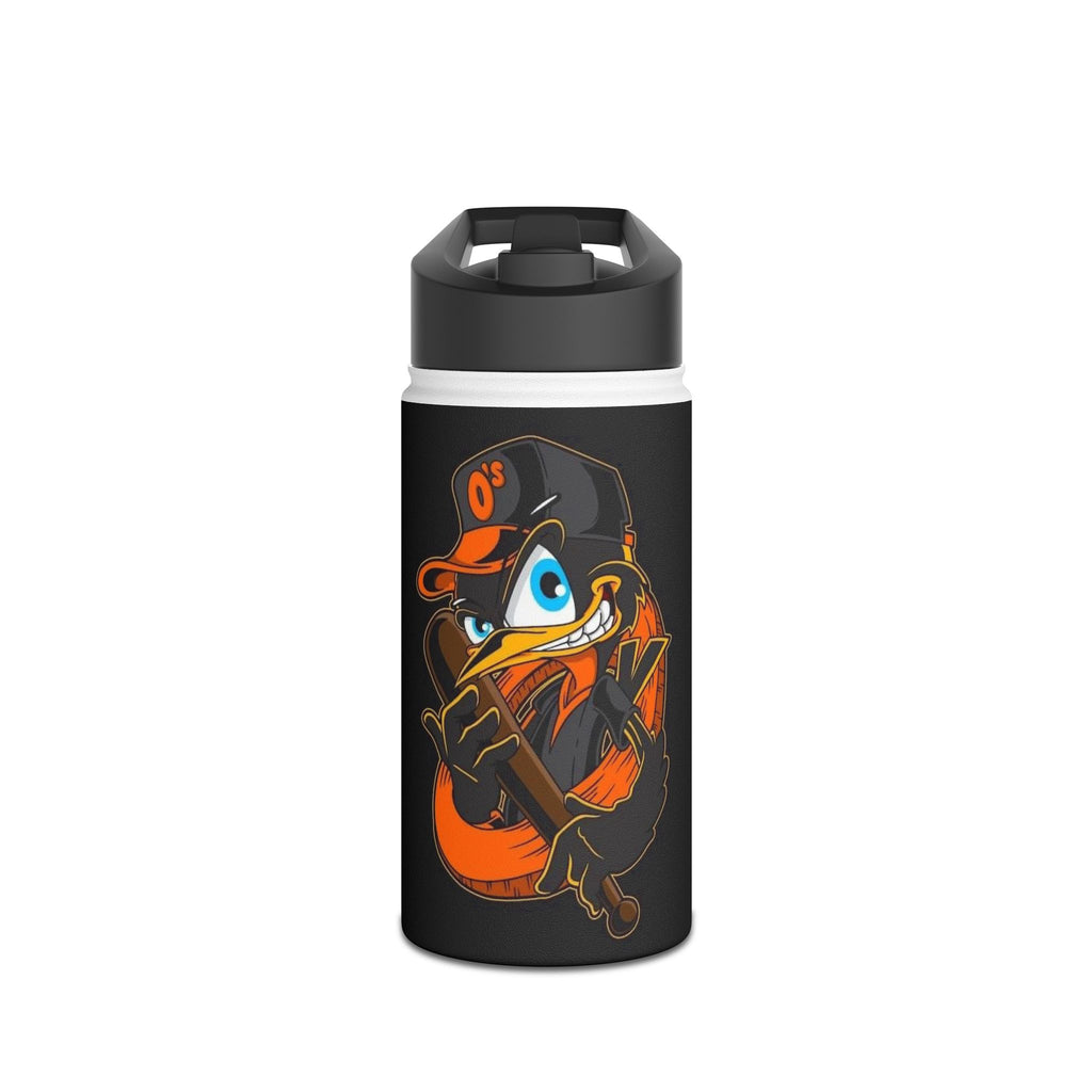 Orioles Mascot Stainless Steel Water Bottle — Insulated Sports Bottle with Cartoon Bird Design