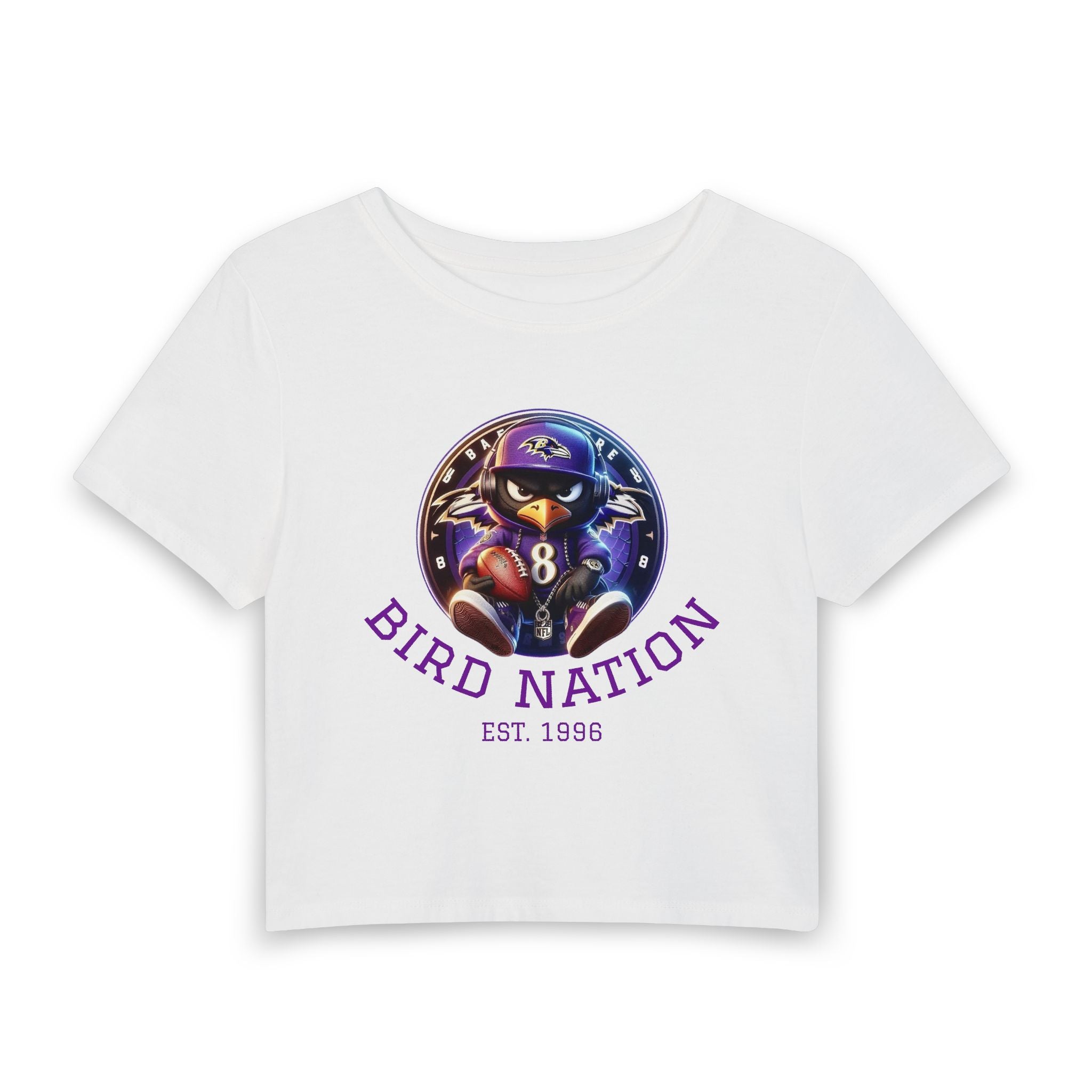 Bird Nation Women's Crop Tee — Baltimore Ravens Inspired Football Fan Shirt