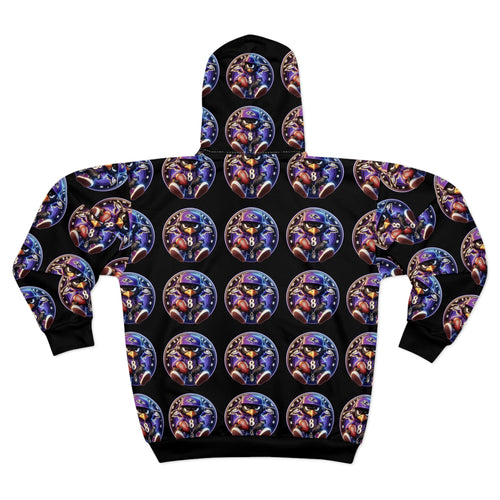 Astrology Ravens Zip Hoodie — All-Over Zodiac Cosmic Print