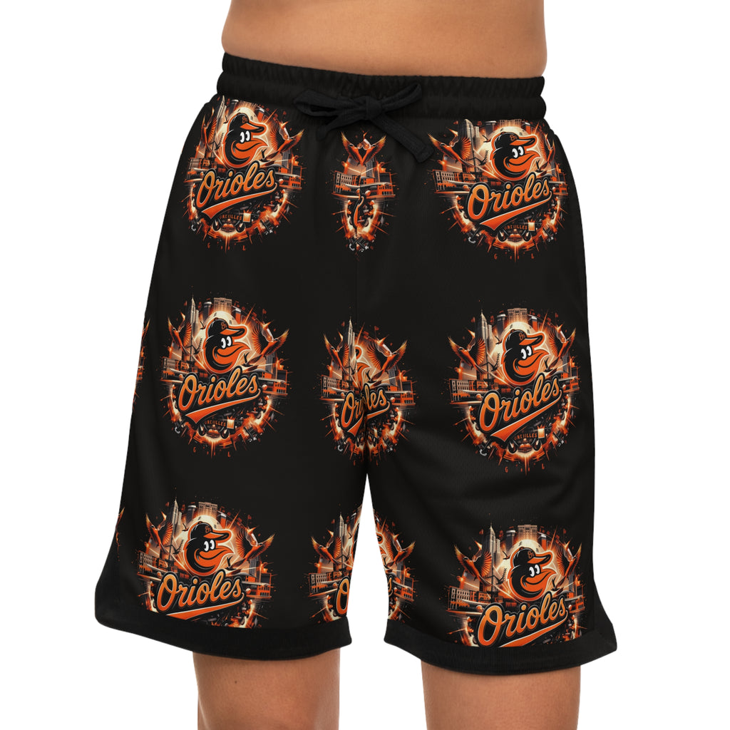 Basketball Shorts — Flaming Orioles All-Over Print