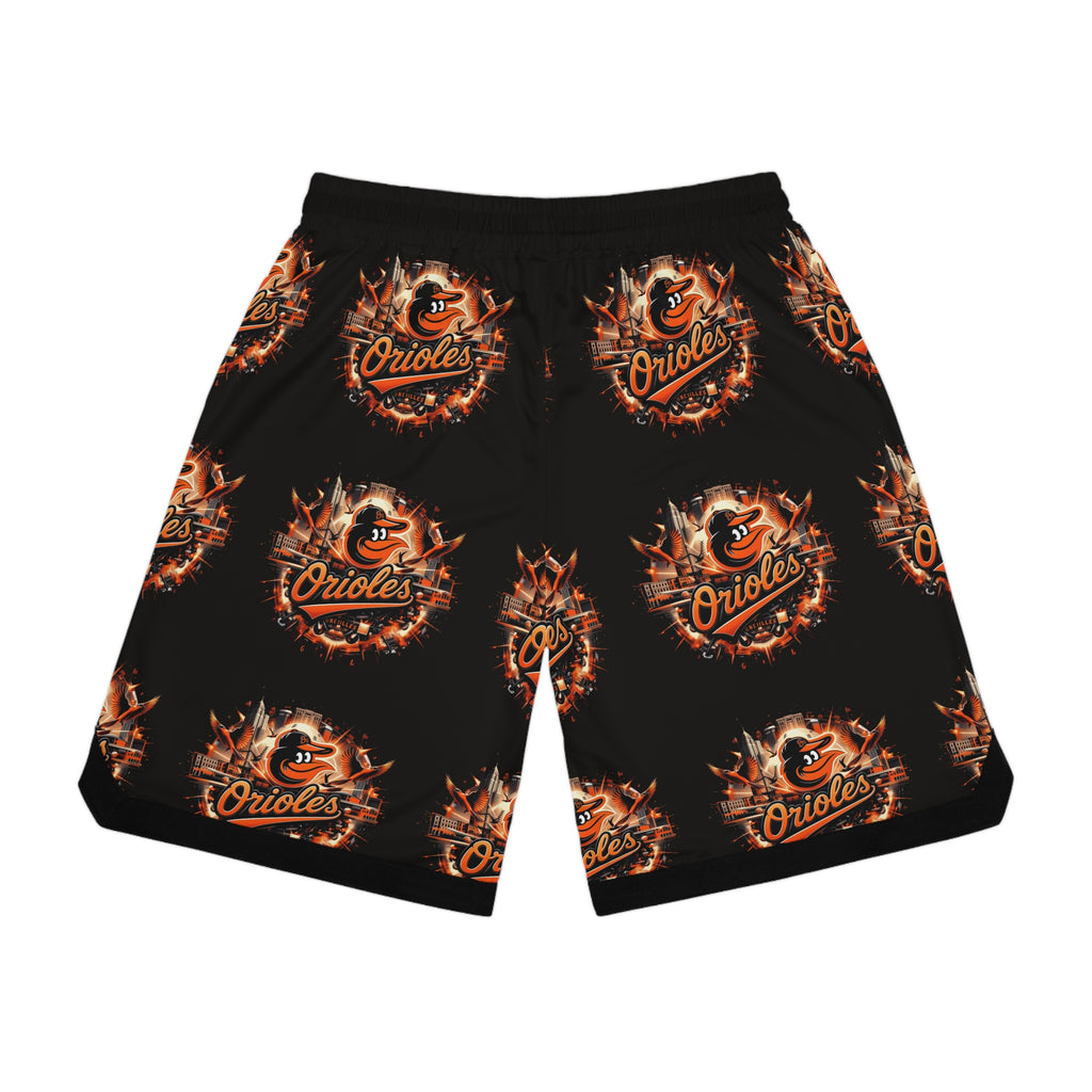 Basketball Shorts — Flaming Orioles All-Over Print