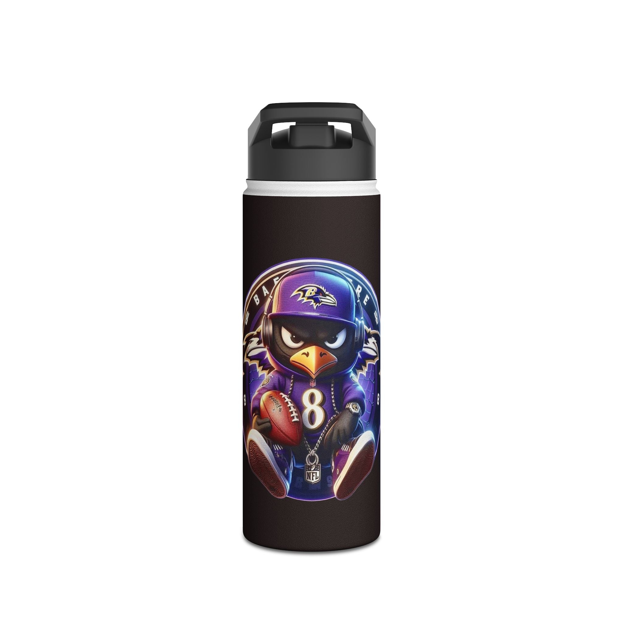 Baltimore Raven Cartoon Water Bottle — #8 Football Stainless Steel Bottle