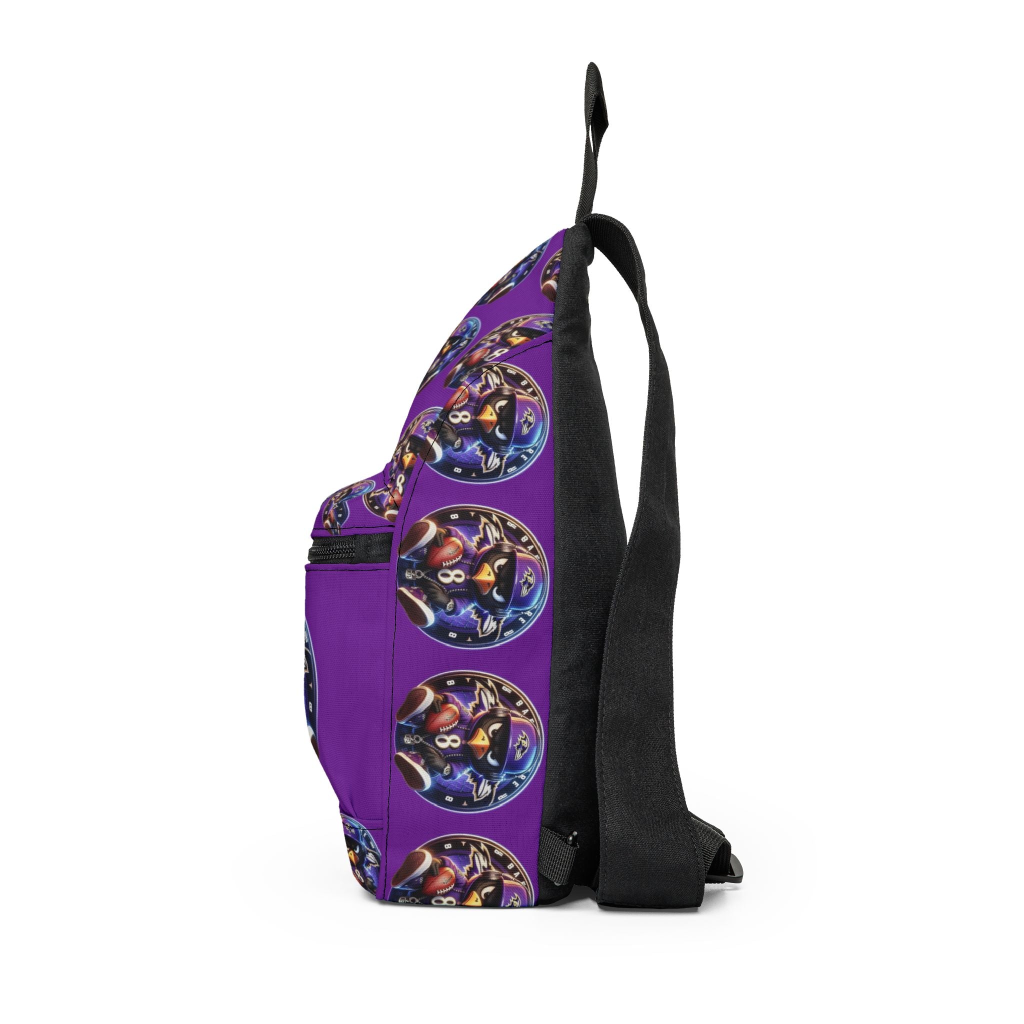 Purple Cartoon Football Player Sling Bag – Youth Sports Crossbody