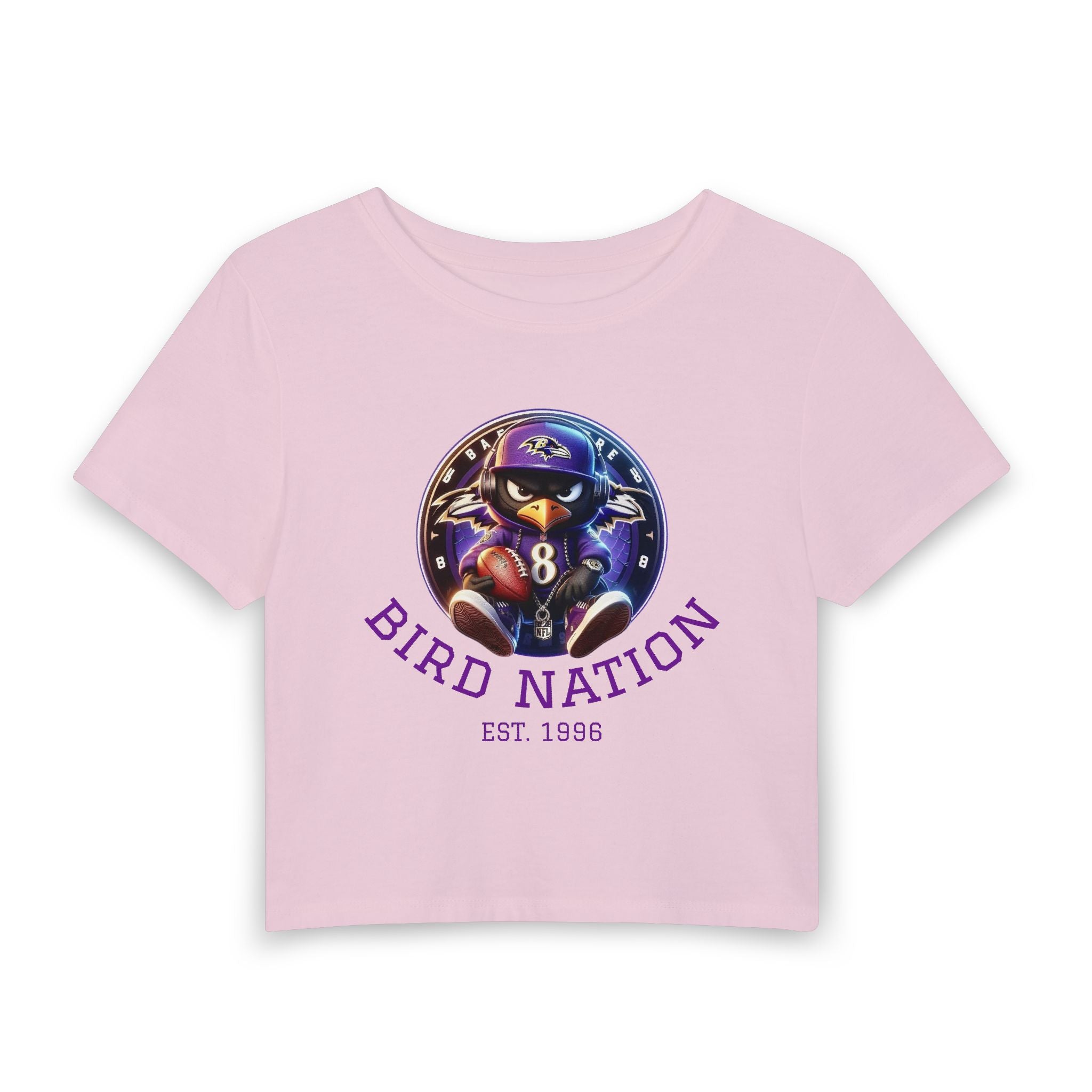 Bird Nation Women's Crop Tee — Baltimore Ravens Inspired Football Fan Shirt