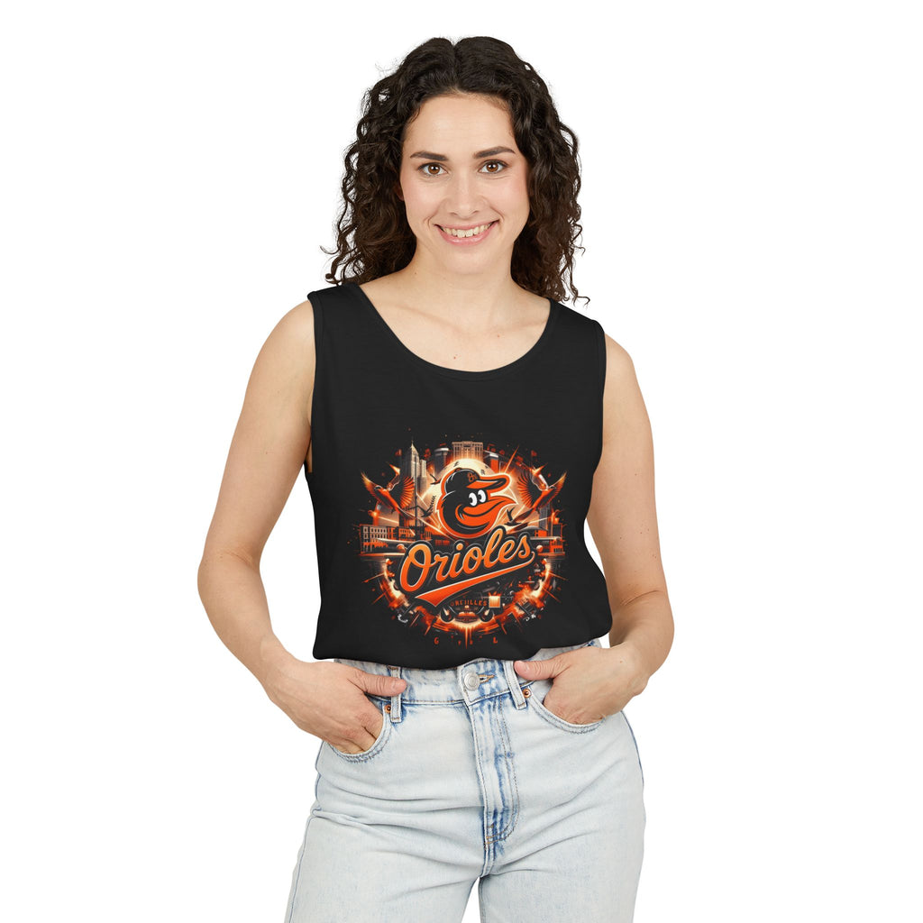 Orioles Vintage Logo Tank Top — Baltimore Baseball Fan Jersey Tank (08 back)