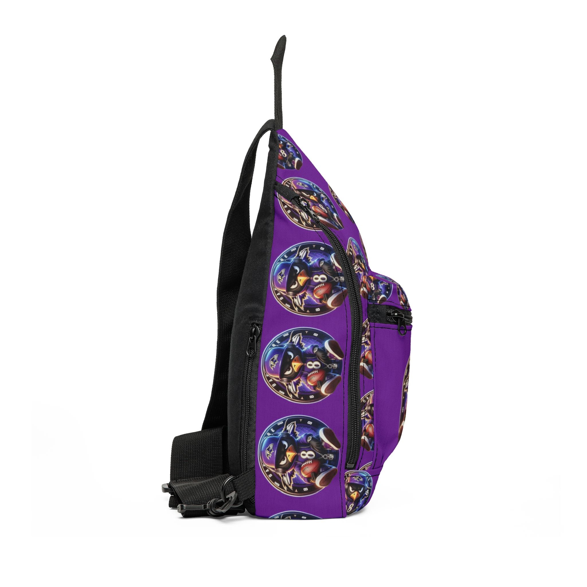 Purple Cartoon Football Player Sling Bag – Youth Sports Crossbody