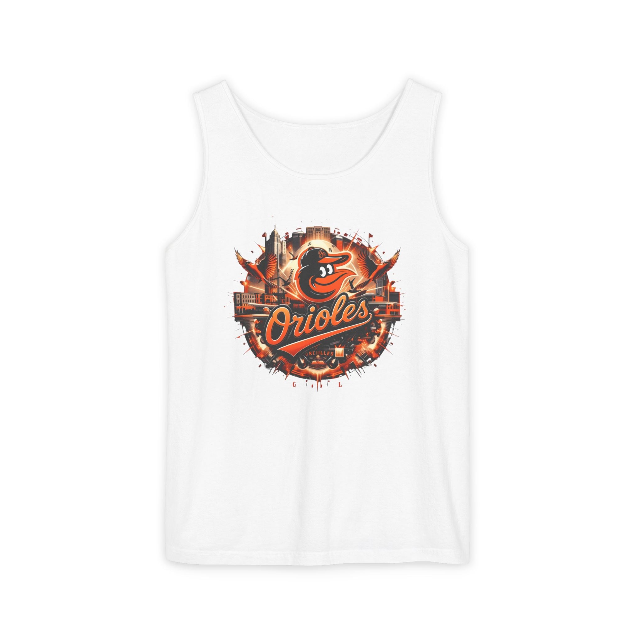 Orioles Vintage Logo Tank Top — Baltimore Baseball Fan Jersey Tank (08 back)