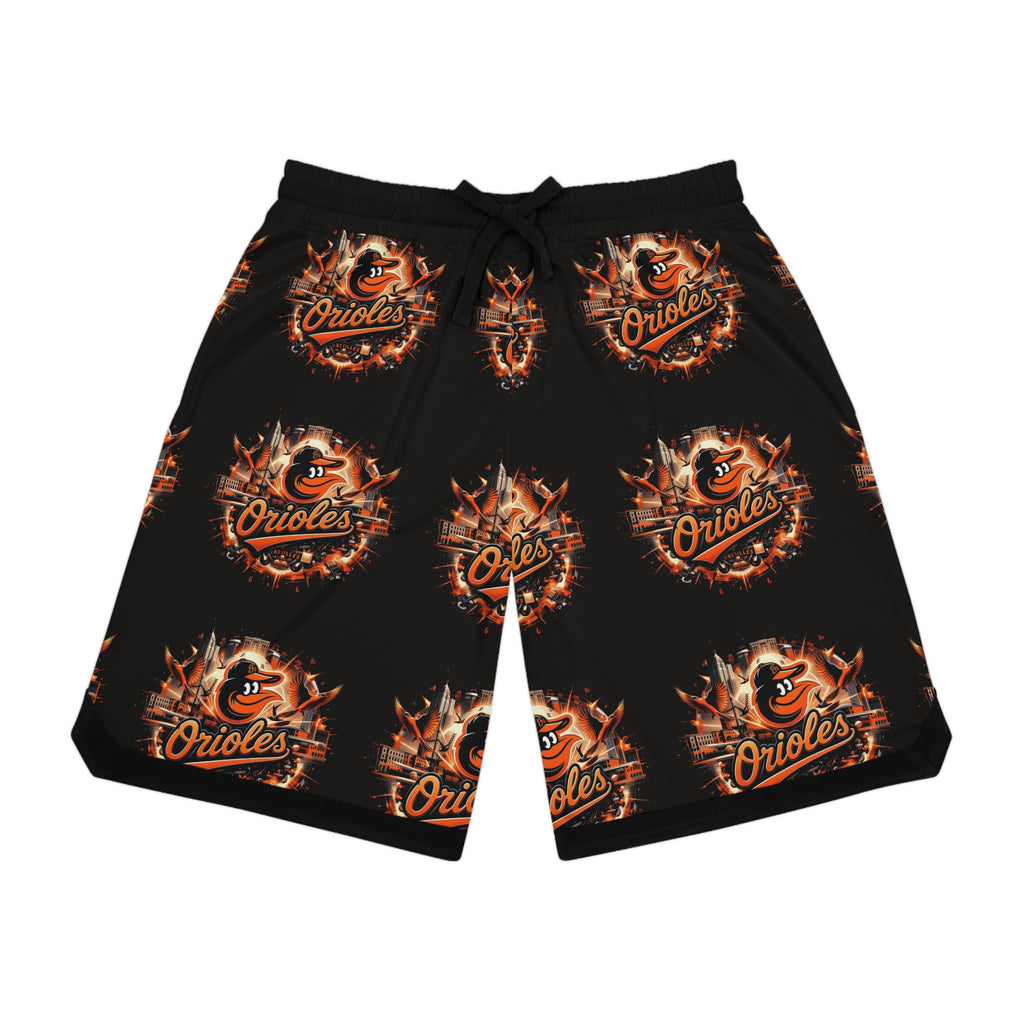 Basketball Shorts — Flaming Orioles All-Over Print