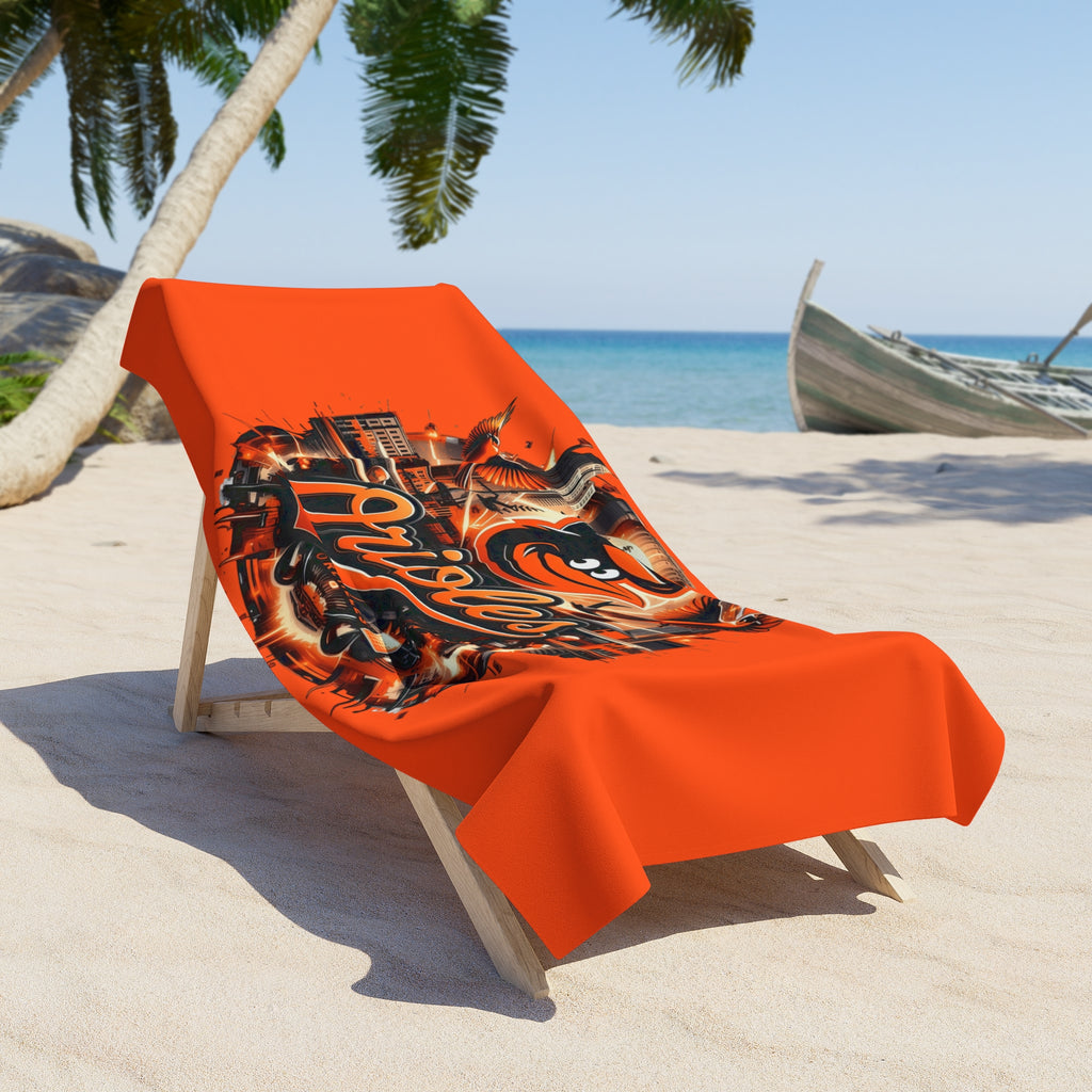 Baltimore Orioles Beach Towel — Orange Team Logo Sun & Sand Sports Towel