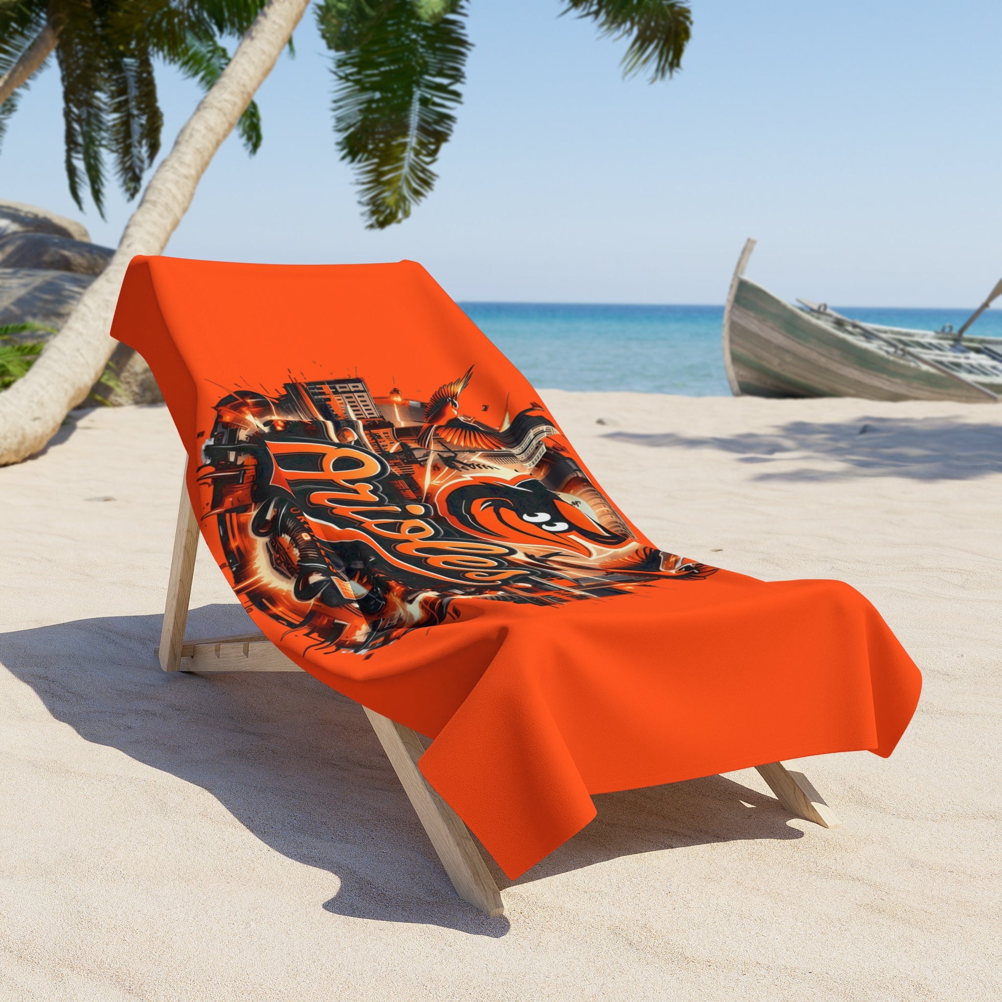 Baltimore Orioles Beach Towel — Orange Team Logo Sun & Sand Sports Towel