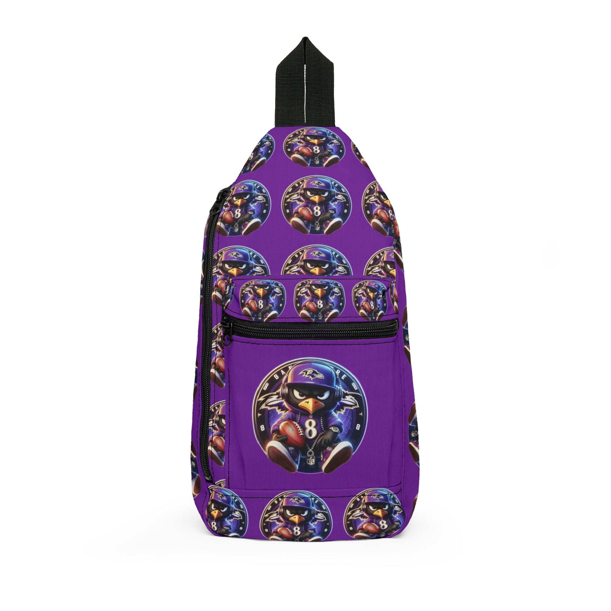 Purple Cartoon Football Player Sling Bag – Youth Sports Crossbody