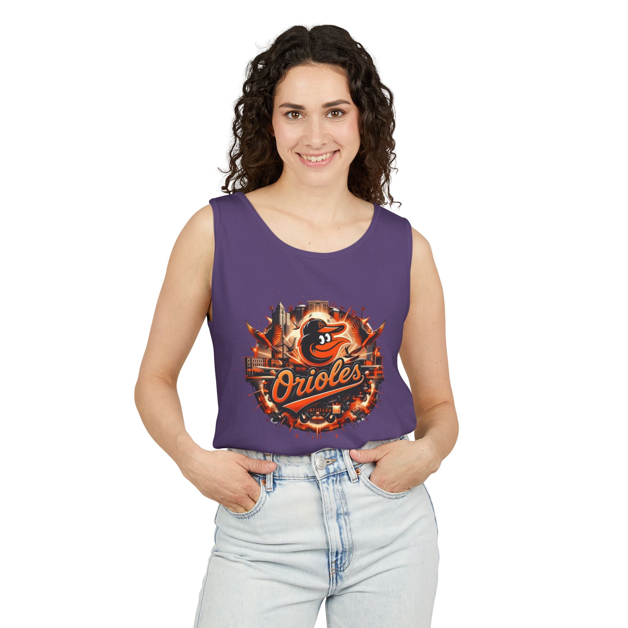 Orioles Vintage Logo Tank Top — Baltimore Baseball Fan Jersey Tank (08 back)