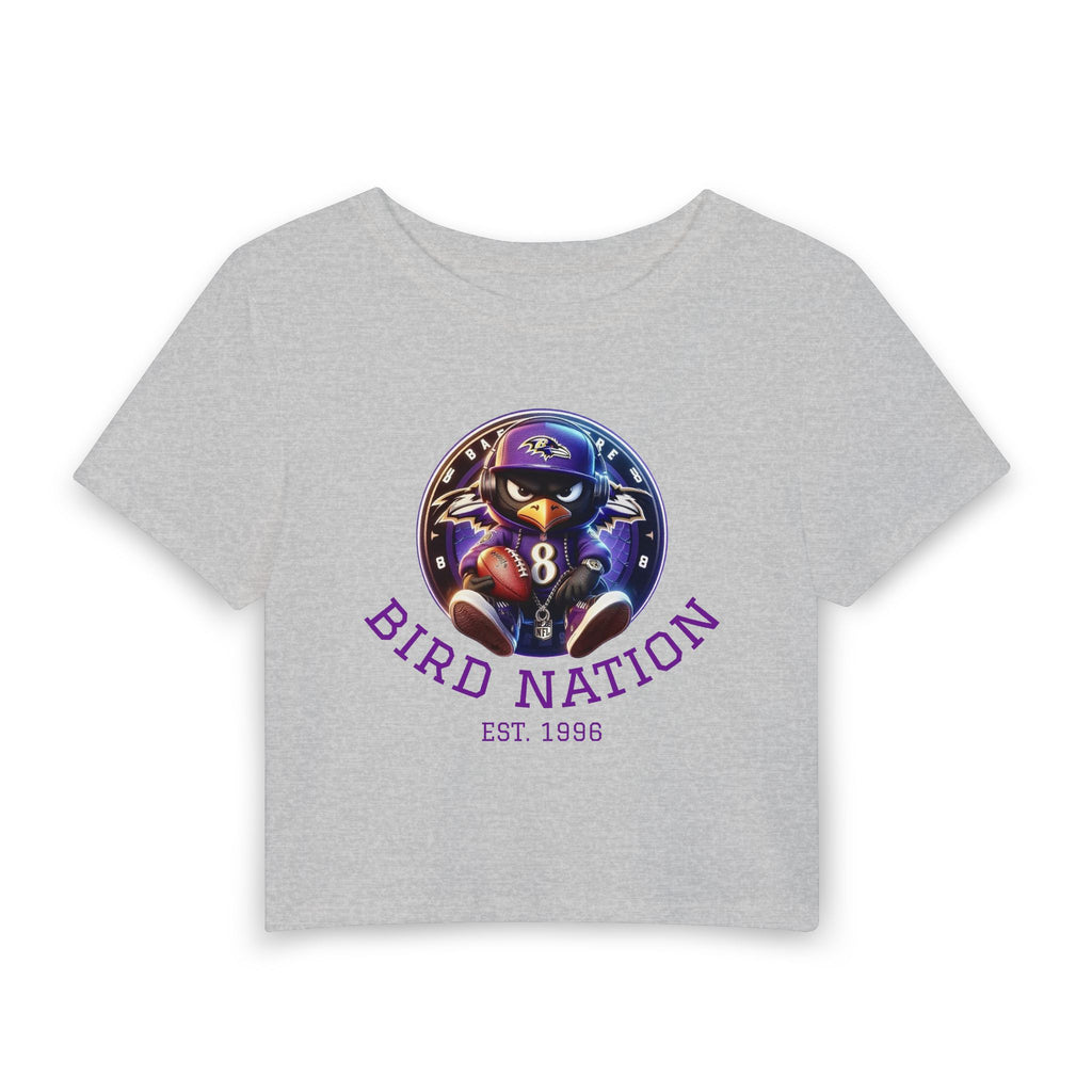 Bird Nation Women's Crop Tee — Baltimore Ravens Inspired Football Fan Shirt
