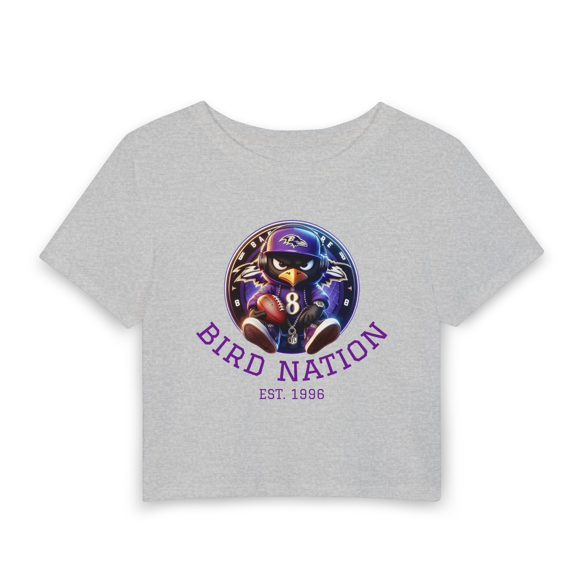 Bird Nation Women's Crop Tee — Baltimore Ravens Inspired Football Fan Shirt