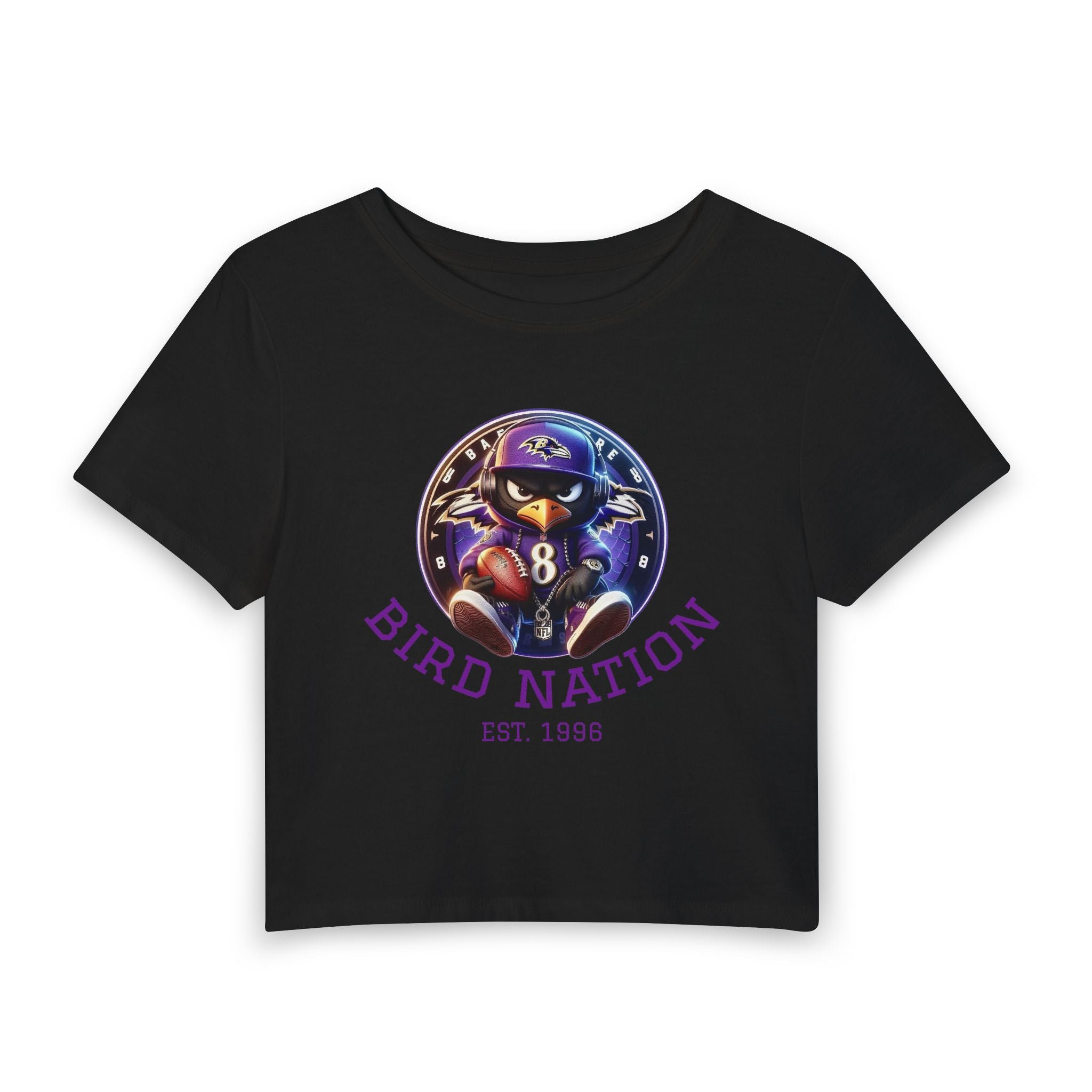 Bird Nation Women's Crop Tee — Baltimore Ravens Inspired Football Fan Shirt